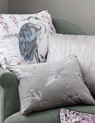 An Image of M&S Crane Embroidered Bolster Cushion