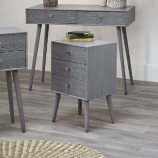 An Image of Pacific Chaya 3 Drawer Bedside Table, Grey Pine Grey