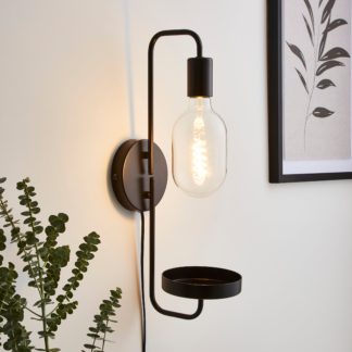 An Image of Aubrey Exposed Bulb Shelf Wall Light Black