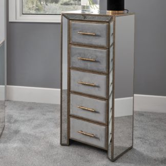 An Image of Pacific Brindisi 5 Drawer Chest, Grey Velvet Grey