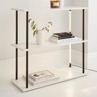 An Image of Aiko Console Table with 2 LED Lights Black and Faux Marble Marble