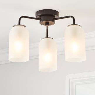 An Image of Palazzo Semi Flush 3 Frosted Light Fitting Black