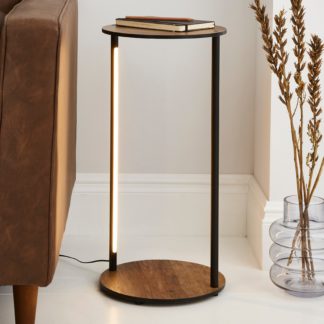 An Image of Fulton Side Table with LED Lights Rustic Pine Pine (Brown)