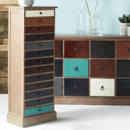 An Image of Pacific Loft 13 Drawer Chest, Pine Loft Dark Drawers