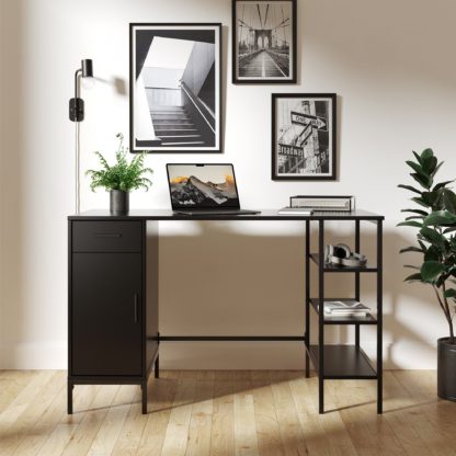 An Image of Esther Storage Desk Black Black