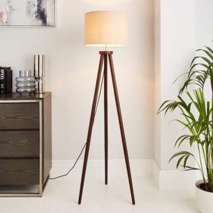 An Image of Jandia Wooden Tripod Floor Lamp Grey