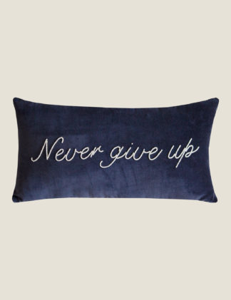 An Image of Amanda Holden Velvet Never Give Up Embellished Cushion