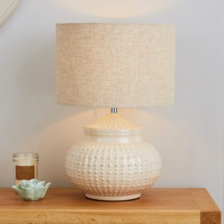 An Image of Zeeburg Urchin Ceramic Cream Table Lamp Natural
