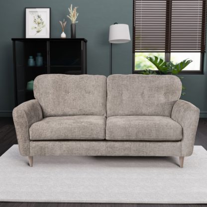 An Image of Sven Chunky Chenille 3 Seater Sofa Mushroom