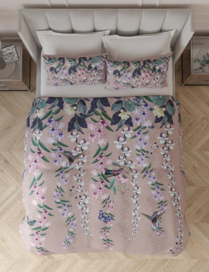 An Image of M&S Pure Cotton Sateen Hummingbird Bedding Set
