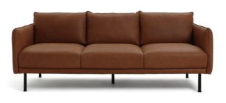 An Image of Habitat Moore 4 Seater Leather Sofa - Tan
