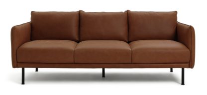 An Image of Habitat Moore 4 Seater Leather Sofa - Tan