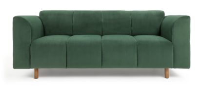 An Image of Habitat Harper Velvet 3 Seater Sofa - Teal