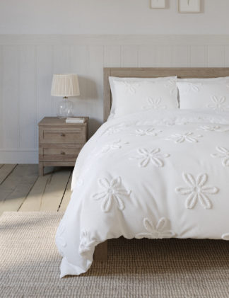 An Image of M&S Pure Cotton Tufted Floral Bedding Set