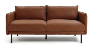 An Image of Habitat Moore 3 Seater Leather Sofa - Tan