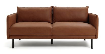 8a54ebe2e4916448352ca3cda0907414de0b3a583775c6dabdc8bbfab142dfe5.jpg An Image of Habitat Moore 3 Seater Leather Sofa - Tan