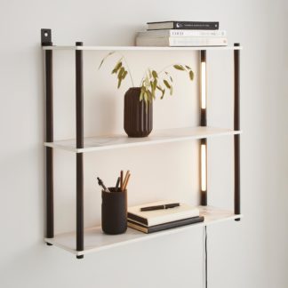 An Image of Aiko Wall Unit with LED Lights Black and Faux Marble Marble