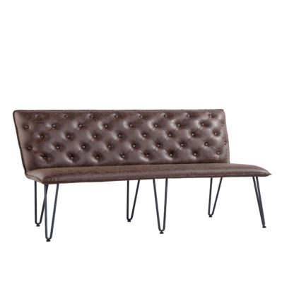 8a987ac8e7b48c5541ccdc30306f2789756a6d8f364edc24849f87977289abed.jpg An Image of Sebastian Studded Back 90cm Bench Brown