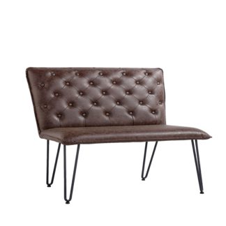 An Image of Sebastian Studded Back 90cm Bench Brown