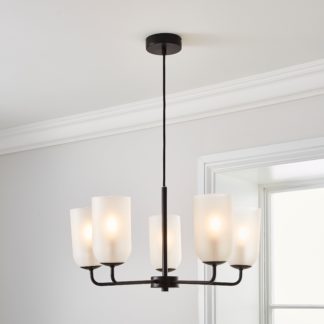 An Image of Palazzo Frosted 5 Light Chandelier Black