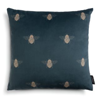 An Image of Habitat Gold Bee Printed Cushion - Teal - 43x43cm