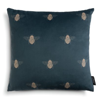 An Image of Habitat Gold Bee Printed Cushion - Teal - 43x43cm