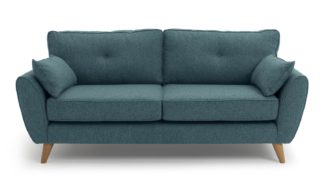 An Image of Habitat Isla 3 Seater Fabric Sofa - Teal