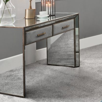 An Image of Pacific Brindisi 2 Drawer Dressing Table, Grey Velvet Grey