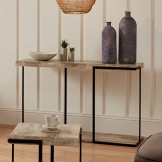 An Image of Pacific Jersey Lam Console Table, Grey Wood Effect Natural