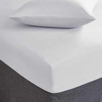 An Image of Anti Allergy 100% Cotton 28cm Fitted Sheet White