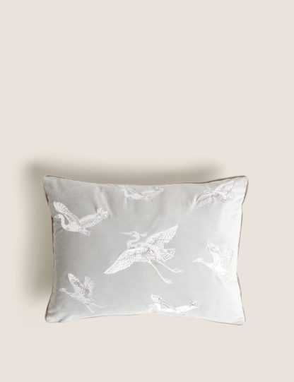 An Image of M&S Crane Embroidered Bolster Cushion