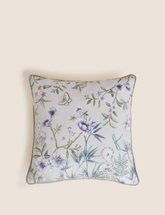 An Image of M&S Velvet Floral Piped Cushion