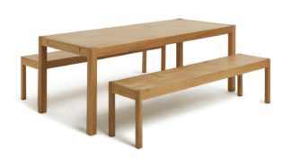 An Image of Habitat Laurie Oak Dining Table & 2 Oak Benches