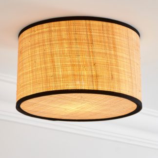 An Image of Malika Cane Flush Ceiling Fitting Natural