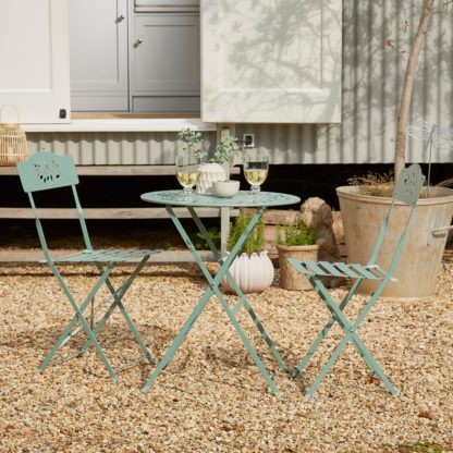 An Image of Churchgate Green Metal Bistro Set Green