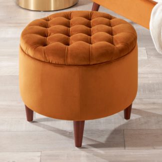 An Image of Pacific Alena Velvet Footstool Alena Tobacco