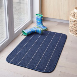 An Image of Practimat Theo Stripe Washable Rug Navy