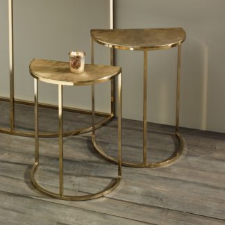 An Image of Pacific Ginko Set of 2 Side Tables, Gold Aluminium Gold