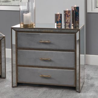 An Image of Pacific Brindisi 3 Drawer Chest, Grey Velvet Grey