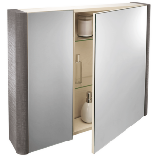 An Image of Bathstore Linen 800mm Mirror Wall Cabinet - Grey