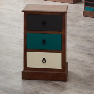 An Image of Pacific Loft 3 Drawer Bedside Table, Pine MultiColoured