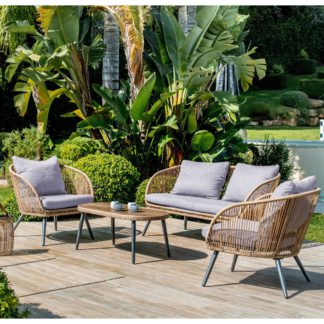An Image of Better Garden Dahlia 4 Seater Rattan Sofa Set - Mid Tan