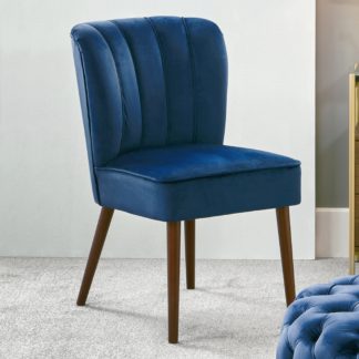 An Image of Pacific Ravenna Velvet Dining Chair, Blue Blue