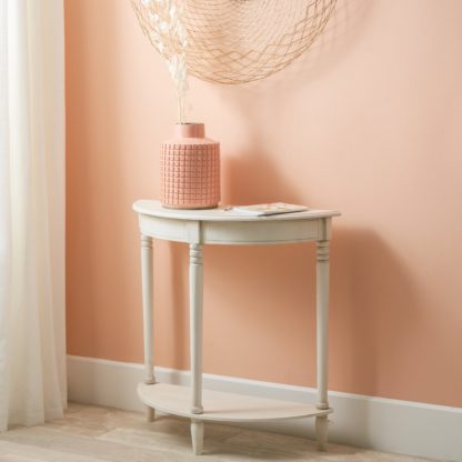 An Image of Pacific Heritage Half Moon Console Table, Painted Pine White