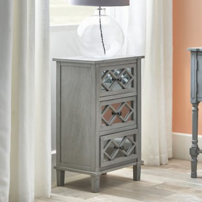 An Image of Pacific Puglia 3 Drawer Bedside Table, Painted Pine White