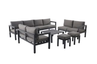 An Image of Better Garden Carolina 10 Seater Aluminium Sofa Set- Grey