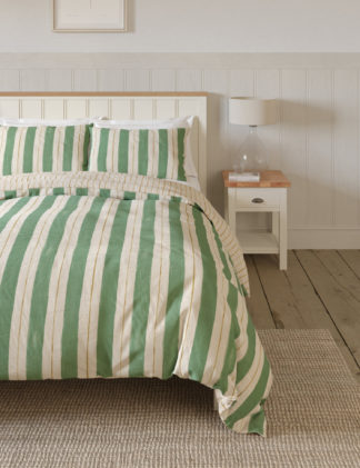 An Image of M&S Cotton Blend Watercolour Lines Bedding Set