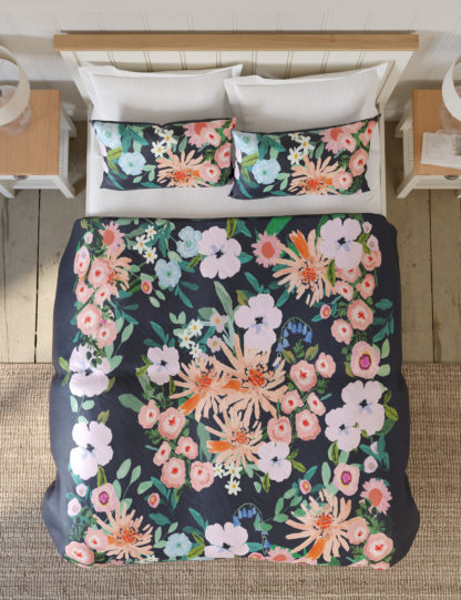 An Image of M&S Pure Cotton Sateen Floral Bedding Set