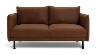 An Image of Habitat Moore 2 Seater Leather Sofa - Tan