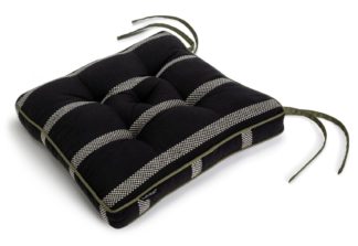 An Image of Habitat Woven Stripe Pack of 2 Seat Cushion - Black